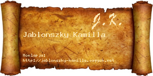 Jablonszky Kamilla névjegykártya